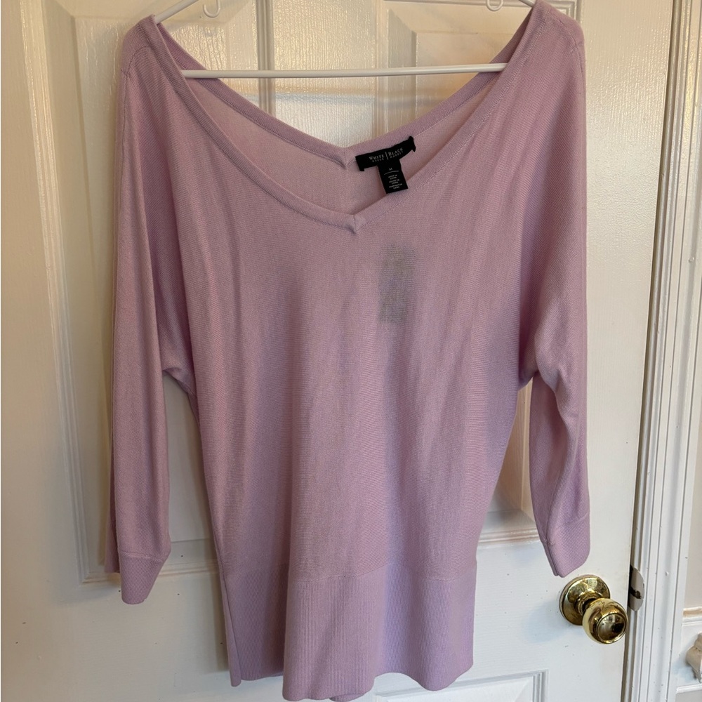 White House Black Market Lavender V-Neck Lightweight Sweater